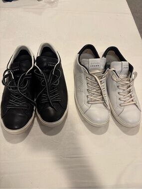 Leather Crown Men's Leather Sneakers - Black & White Pair